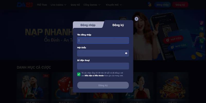 Điều khoản và điều kiện về việc đăng ký tài khoản DA88